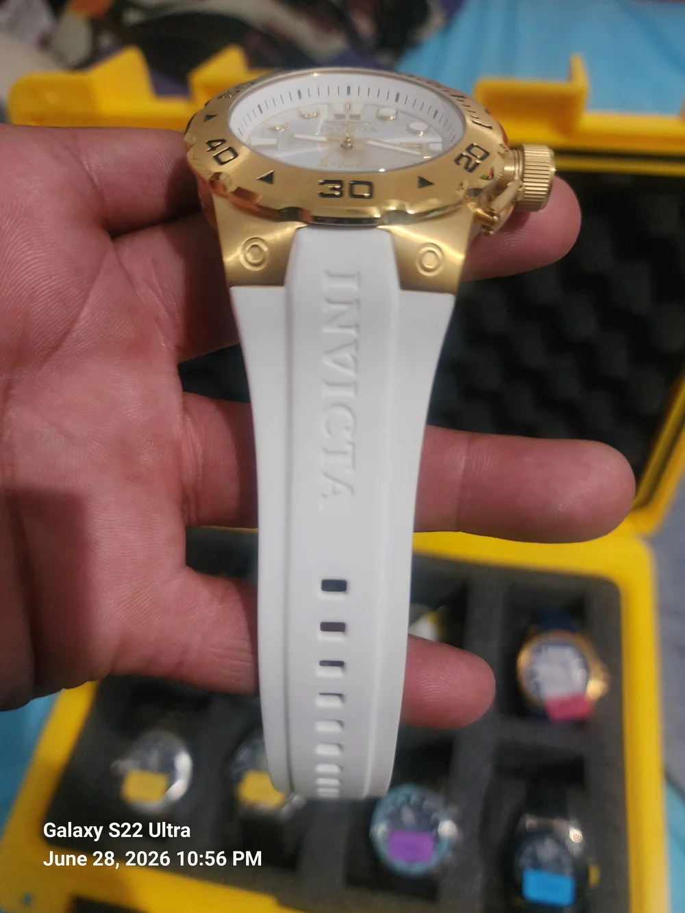 Invicta Gold-Tone Automatic Dive Watch with White Strap 50mm